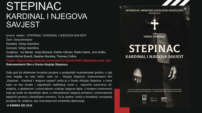 Film "Stepinac - Kardinal i njegova savjest" u kinima gradova Varaždinske biskupije